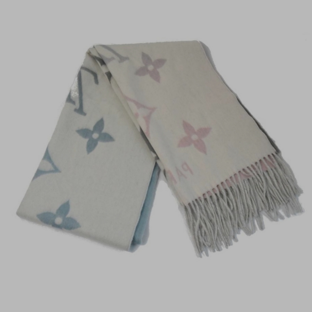 Authentic Louis Vuitton Reykjavik Scarf, Cashmere, rose Bleu - Picture 6 of 9